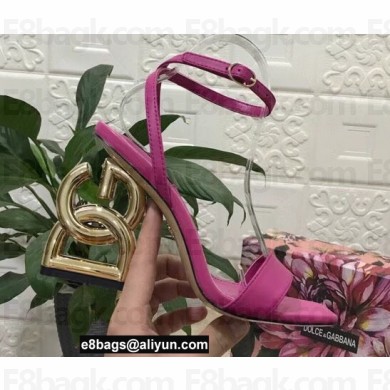 Dolce & Gabbana Heel 10.5cm Leather Sandals Fuchsia with DG Pop Heel 2021