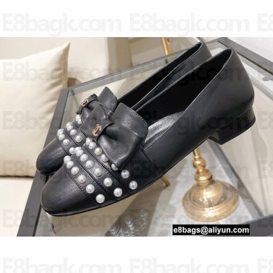 Chanel Pearls and Bow Loafers Black Spring 2022