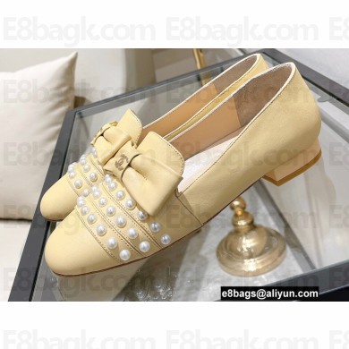 Chanel Pearls and Bow Loafers Beige Spring 2022