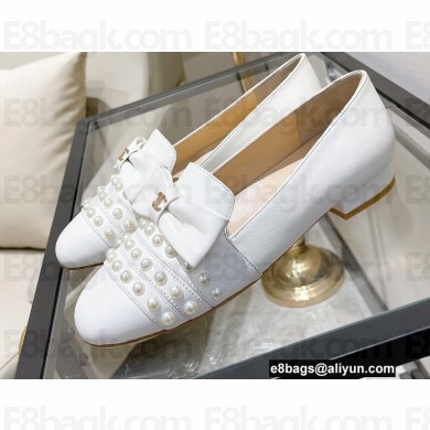 Chanel Pearls and Bow Loafers White Spring 2022