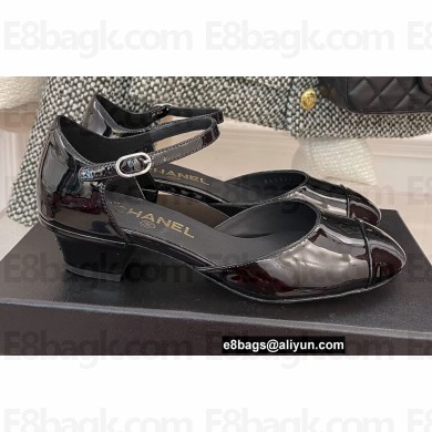 Chanel Patent Calfskin Mary Janes Open Shoes G38571 Black Spring 2022