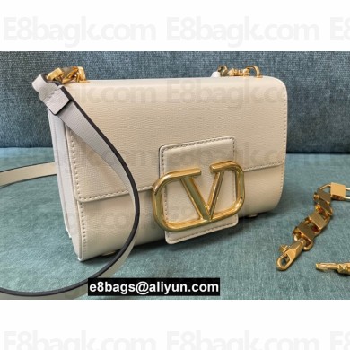 Valentino Stud Sign Grainy Calfskin Shoulder Bag Ivory White 2022