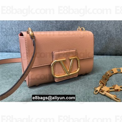 Valentino Stud Sign Grainy Calfskin Shoulder Bag Nude Pink 2022