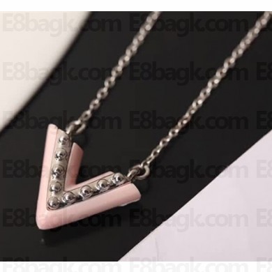Louis Vuitton Essential V Pendant Necklace Pale Pink 2018