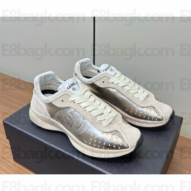 Chanel suede Calfskin Sneakers gold 2024 