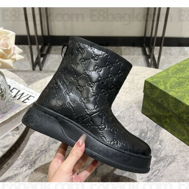 Gucci platform leather ankle boots in black 1120-2024 