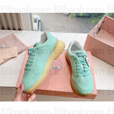 Miu Miu Fabric mesh green low top sneakers 1120-2024 
