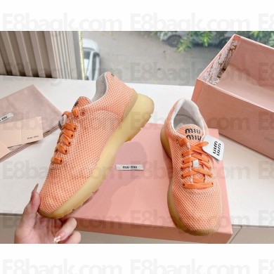 Miu Miu Fabric mesh orange low top sneakers 1120-2024 