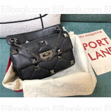 valentino MEDIUM ROMAN STUD THE SHOULDER BAG IN NAPPA WITH CHAIN so black 2022