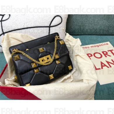 valentino MEDIUM ROMAN STUD THE SHOULDER BAG IN NAPPA WITH CHAIN black 2022