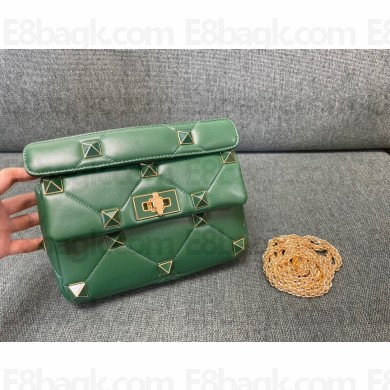 Valentino Medium Roman Stud The Shoulder Bag With Chain And Enameled Studs green 2022