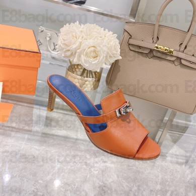 hermes heel 6.5cm calfskin Cute sandal rouge clay