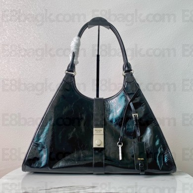 PRADA BLACK large leather tote bag 1BG570 2025