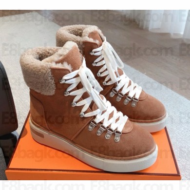 Hermes Flocon ankle boot in suede calfskin orange 2024