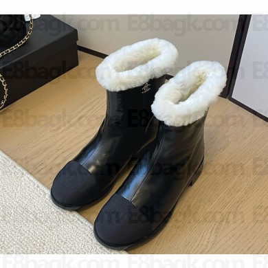 Chanel women's ankle boots in calfskin black 1202-2024