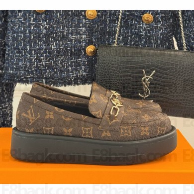 Louis Vuitton platform loafer for women brown Monogram calf leather 2025