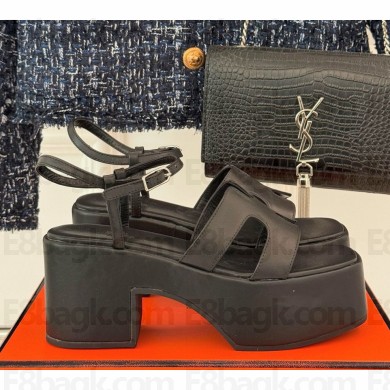 Hermes women's Jam 60 sandal in calfskin black  2024