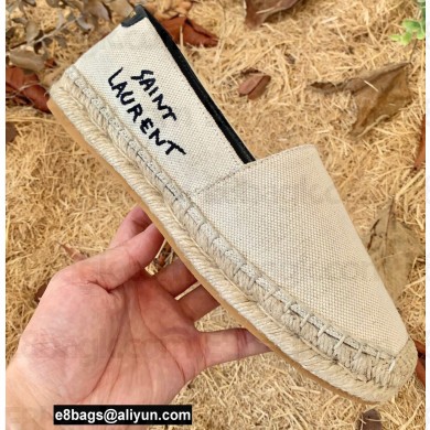 Saint Laurent Embroidered Espadrilles in Canvas Beige 2022