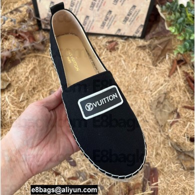 Louis Vuitton Rubber Patch Starboard Flat Espadrilles in Cotton Canvas Black 2022