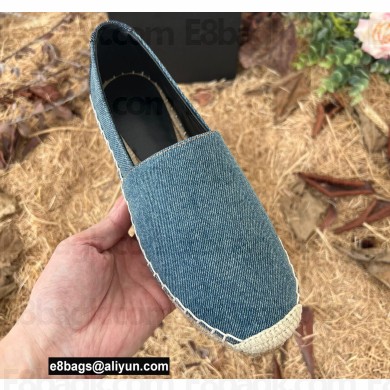 Saint Laurent YSL Embroidered Espadrilles in Denim Dark Blue 2022