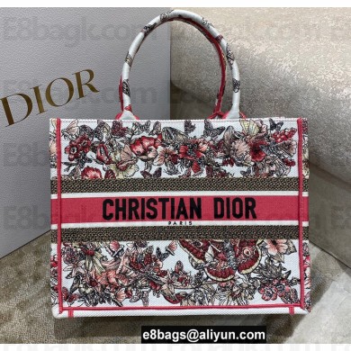 Dior Small Book Tote Bag in Multicolor Butterfly Embroidery 2022