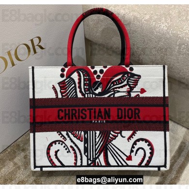 Dior Small Book Tote Bag in Multicolor Latte Cupid Embroidery 2022