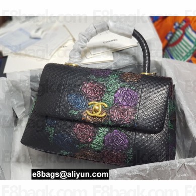 Chanel Python Coco Handle Medium Flap Bag with Top Handle 22
