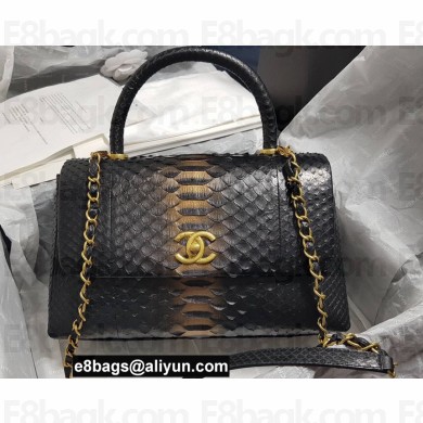 Chanel Python Coco Handle Medium Flap Bag with Top Handle 26