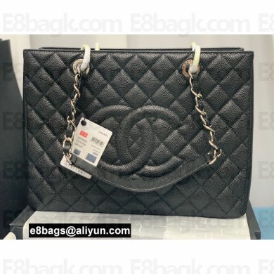 Chanel GST Shopping Tote Bag A50995 in Caviar Leather Black/Silver
