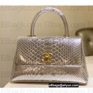 Chanel Python Coco Handle Small Flap Bag with Top Handle 12