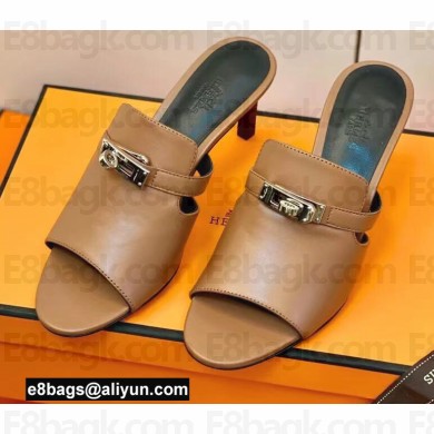 Hermes Kelly Buckle Cute Sandals Brown