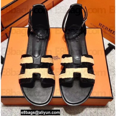 Hermes Moire Calfskin Santorini Sandals Handmade