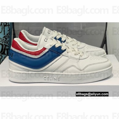 Celine Trainer Low Lace-up Sneakers In Calfskin White/Red/Blue 2022