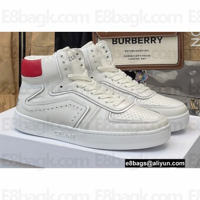 Celine Ct-01 "z" Trainer High Top Sneakers In Calfskin White/Red 2022