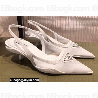 Prada Mesh fabric slingback pumps White 2022