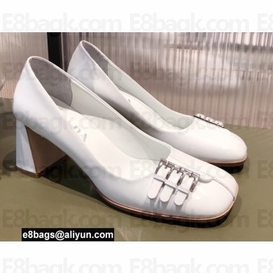 Prada Patent Leather Buckle Detail pumps White 2022
