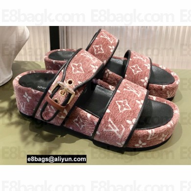 Louis Vuitton Monogram Velvet Jumbo Flatform Mules Pink 2022