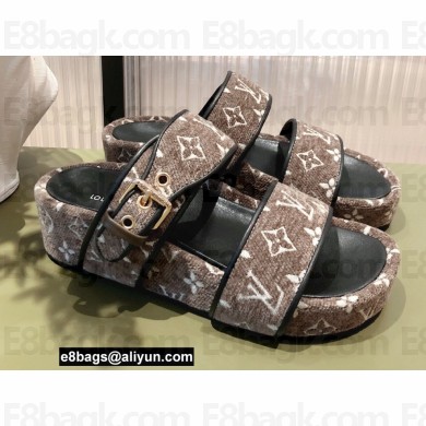 Louis Vuitton Monogram Velvet Jumbo Flatform Mules Coffee 2022