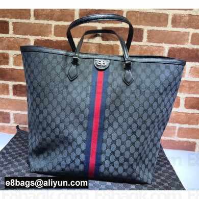 Gucci x Balenciaga The Hacker Project Large Tote Bag 680127 GG Canvas Black 2022