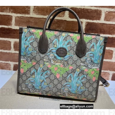 Gucci Tiger GG Small Tote Bag 659983 Flower Print 2022