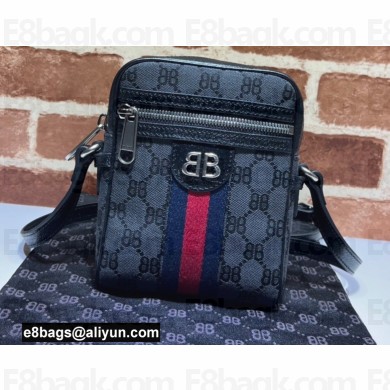 Gucci x Balenciaga The Hacker Project Shoulder Zip Bag 680129 GG Canvas Black 2022
