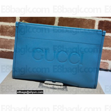 Gucci Zip Pouch Bag with Gucci Logo 681200 Blue 2022