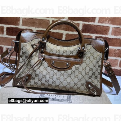Gucci x Balenciaga The Hacker Project Medium Neo Classic Bag 681695 GG Brown 2022