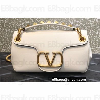 Valentino Stud Sign Nappa Shoulder Bag White 2022