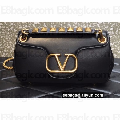 Valentino Stud Sign Nappa Shoulder Bag Black 2022
