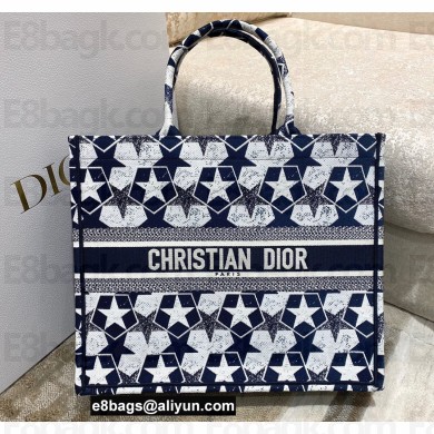 Dior Book Tote Bag in Dior Étoile Embroidery Blue/White 2022