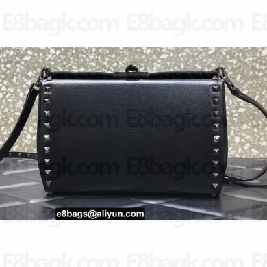 Valentino Rockstud Alcove Grainy Calfskin Crossbody Bag So Black 2022