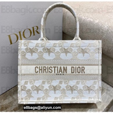 Dior Small Book Tote Bag in Dior Étoile Embroidery Gold 2022