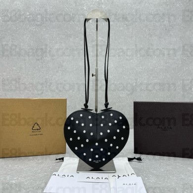 Alaia Le Cœur Heart Bag with Strass Stud Allover Black 2024 