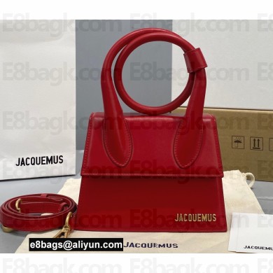 Jacquemus Le Chiquito Noeud Flexible Handle Small Bag Leather Red